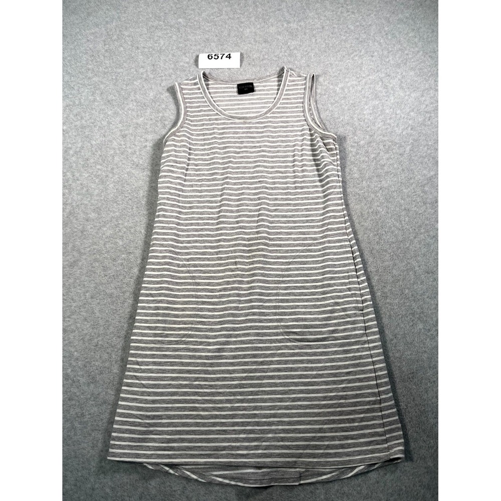 32 Degrees Tank Dress‎ Womens Small Gray White Striped Stretch Scoop Neck Casual